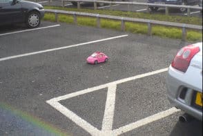 Funny little pink car