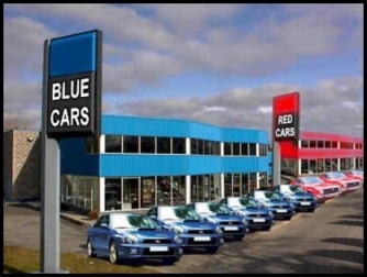 PowerPoint humor - Red car, or blue.