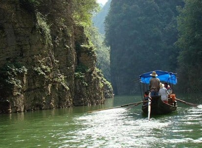 Chinese Sampan on River