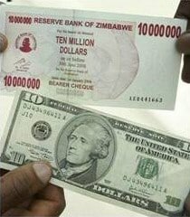 Zimbabwe ten million dollar bill