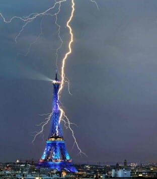 Lightning Eiffel Tower Paris France