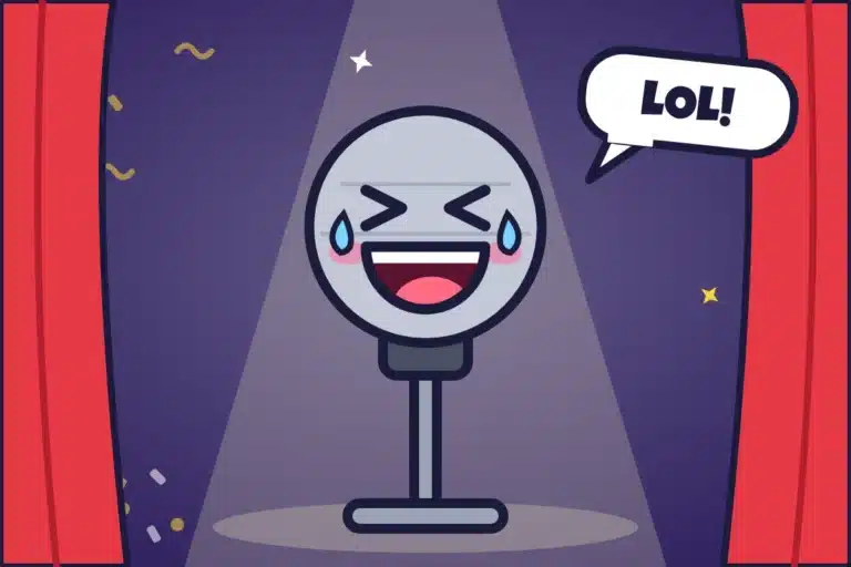 Laughing microphone on stage - quotes and comedians