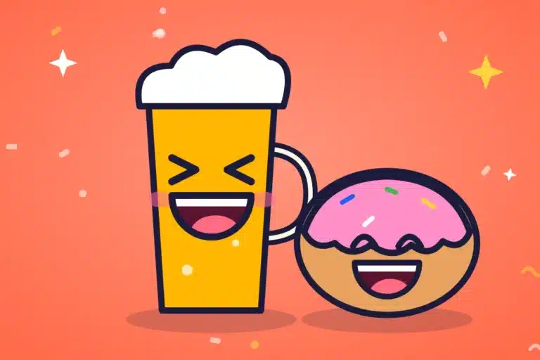 Laughing pint and doughnut - food and drink jokes