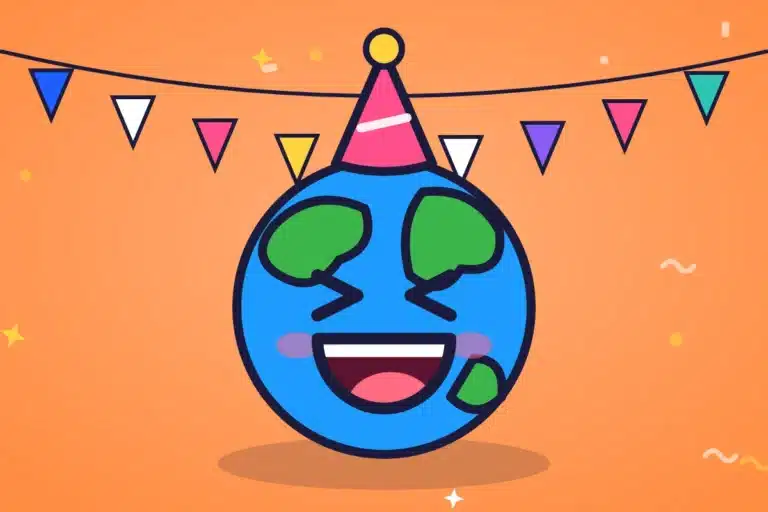 Laughing globe in a party hat - international jokes