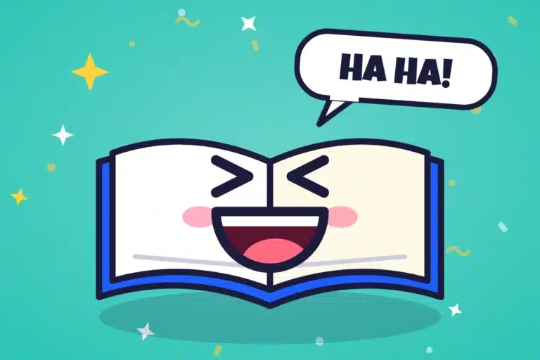 Laughing open book - funny stories