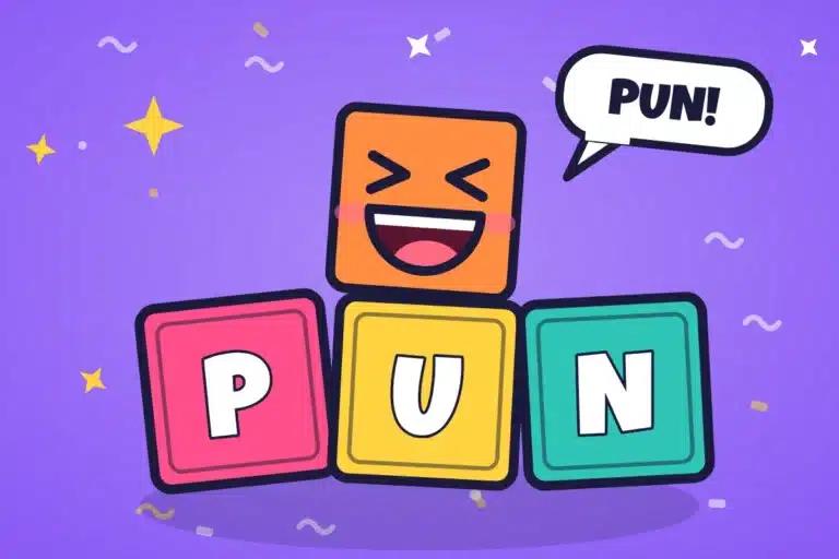 Letter blocks spelling PUN - word play jokes