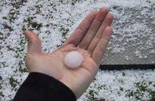 Picture of hailstone - size of a golf ball