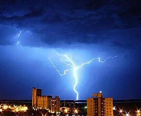Lightning Bolt Hits Building