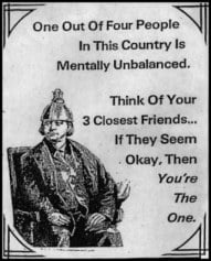 One out of four people are mentally unbalanced