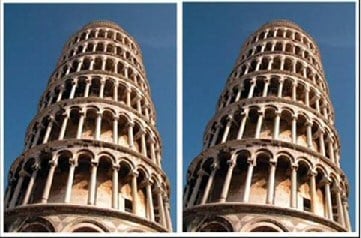 Leaning tower of Pisa illusion