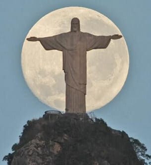 Christ the Redeemer - moon backdrop