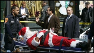 Santa Claus Shot on Stretcher