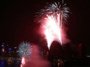 Picture of firewords from the Sydney bridge