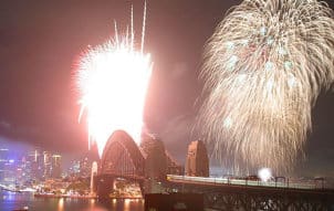 Picture of firewords from the Sydney bridge