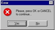 Computer error - Joke Ok or Cancel