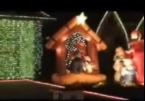 Christmas lights detail of manger